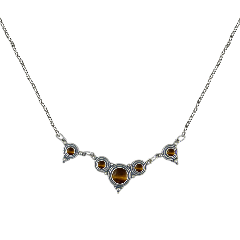 Sterling Silver Gemstone Necklace With Tiger Eye